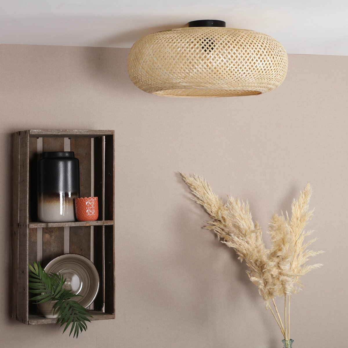 Plafonnier en bambou, MANISA beige, INSPIRE