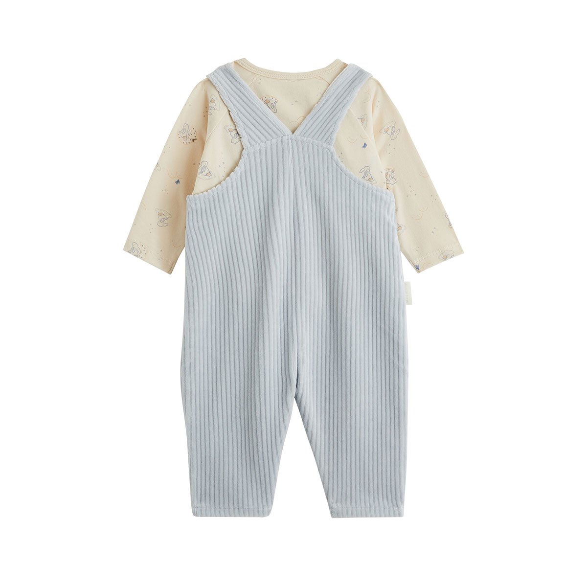 Ensemble salopette bébé en velours et t-shirt Voix Lactée bleu, PETIT BEGUIN