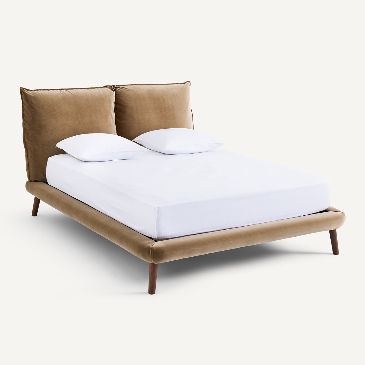 Fluwelen 2-persoons bed, Aurore, ontwerp Emmanuel Gallina zeemvel, AM.PM X EMMANUEL GALLINA