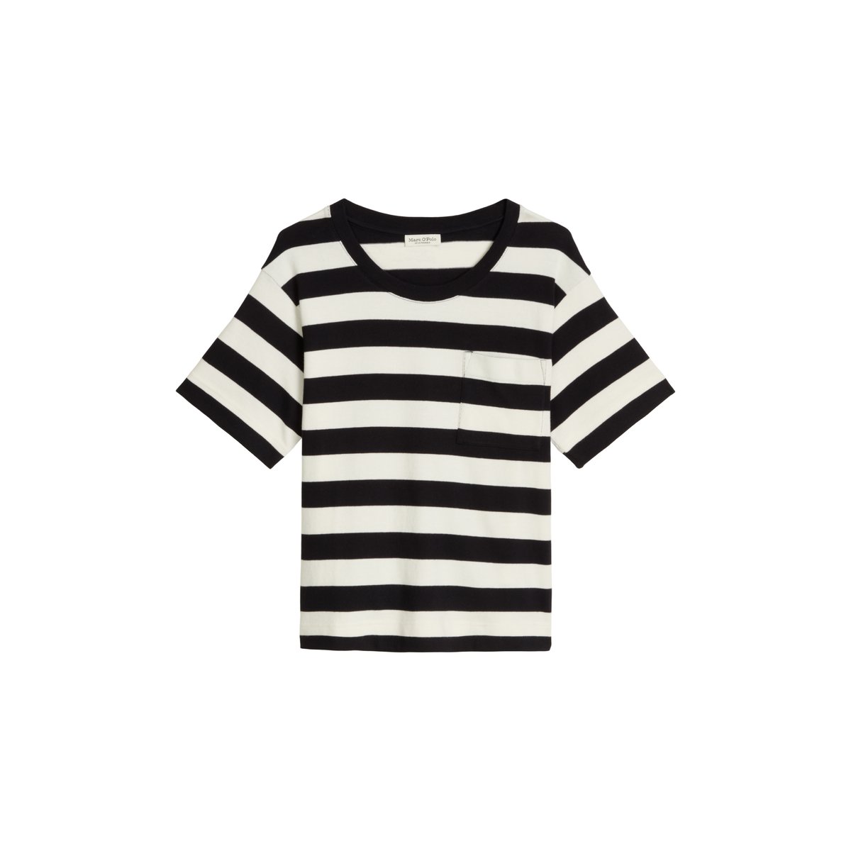 T-shirt rayé loose en single jersey doux bleu foncé, MARC O'POLO