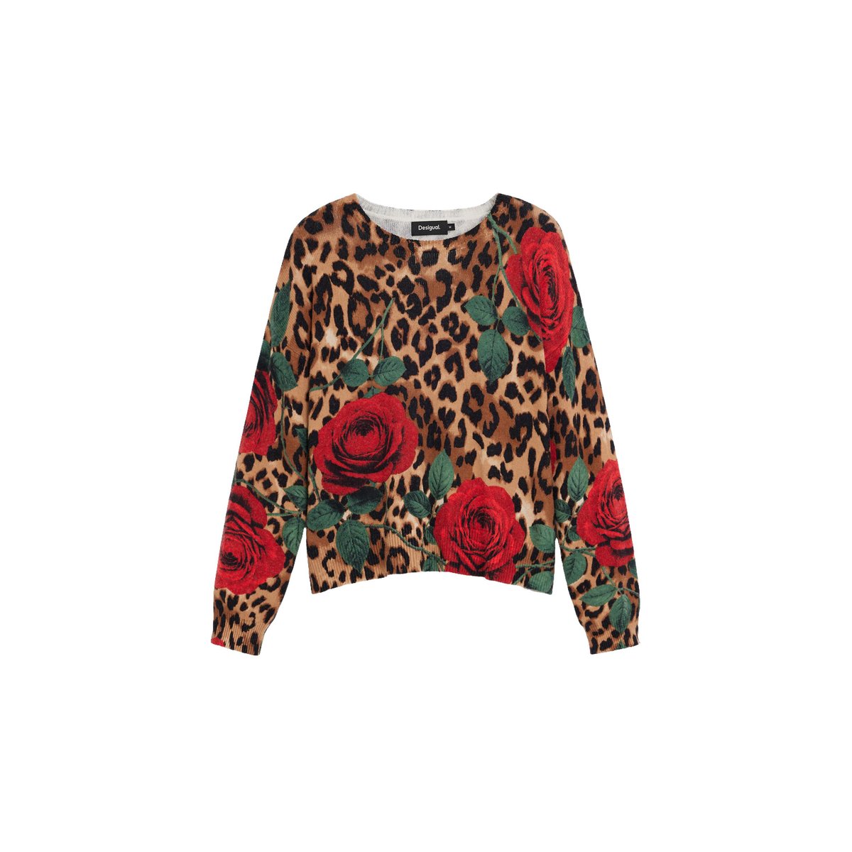 pull rose en grosse maille marron, DESIGUAL