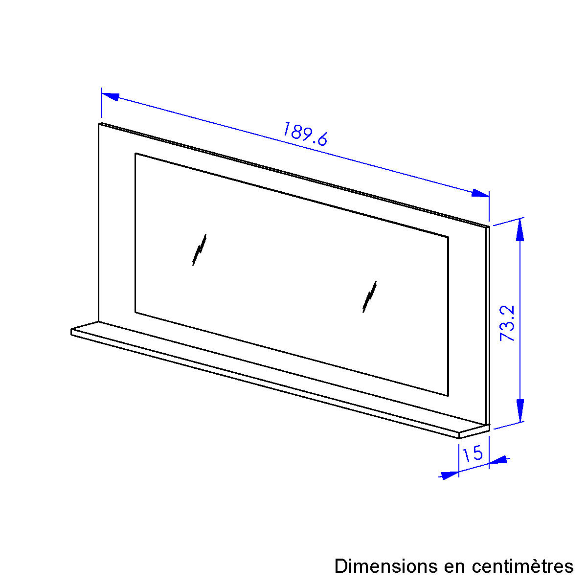 Miroir tablette reed finition matière beige, GAMI