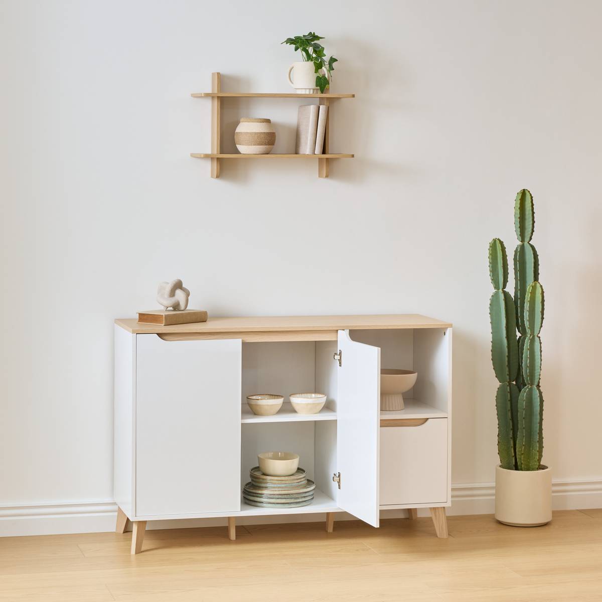 Buffet rectangulaire avec portes et tiroir LUMA blanc, 5FIVE SIMPLY SMART