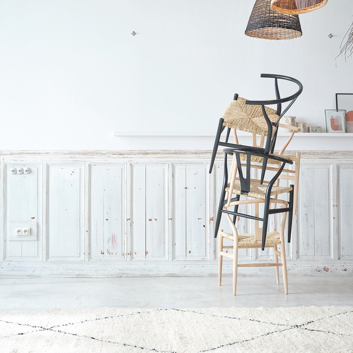 Chaise en bois massif et assise tissée CAMILLE naturel, BERAH GETAH