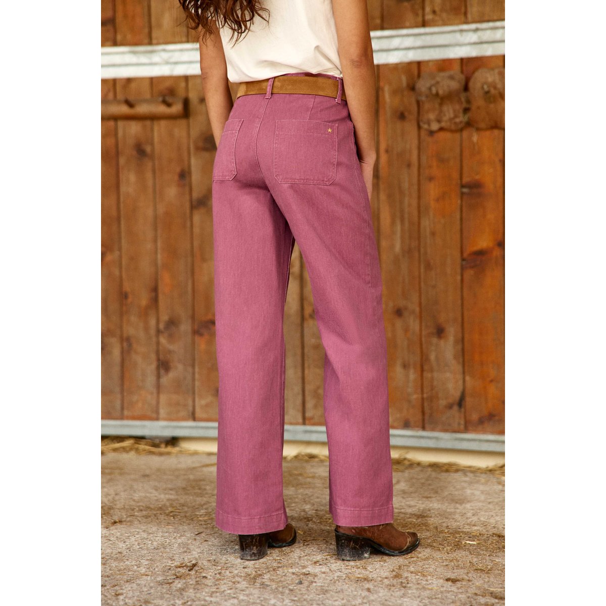 Pantalon large uni PATLANTY 40-rose, LA PETITE ETOILE