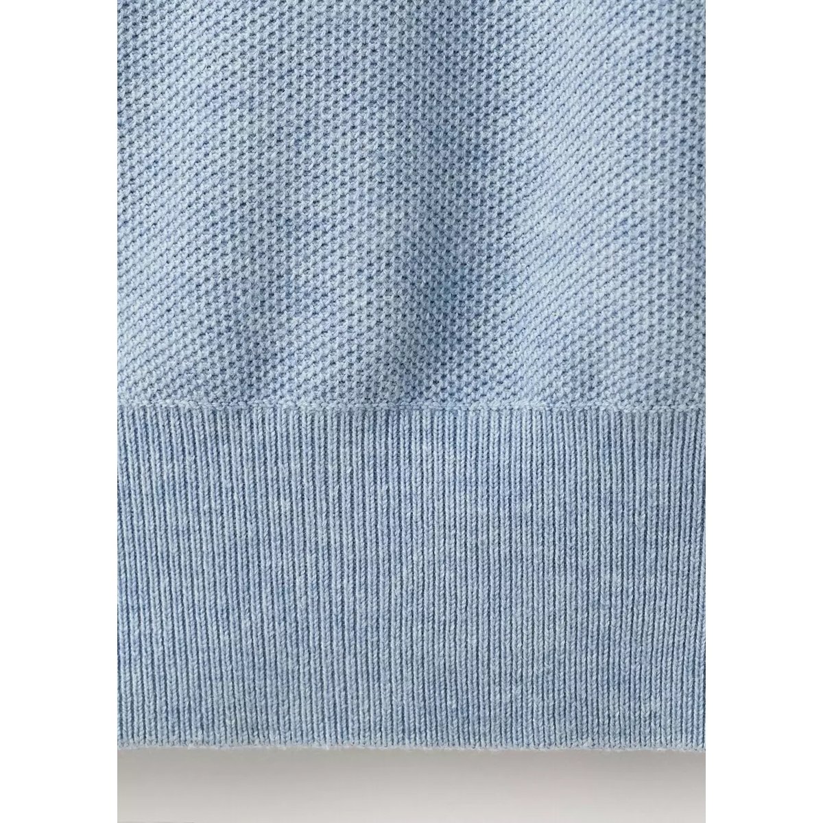 Pull-over polo coton microstructure bleu ciel, MANGO MAN