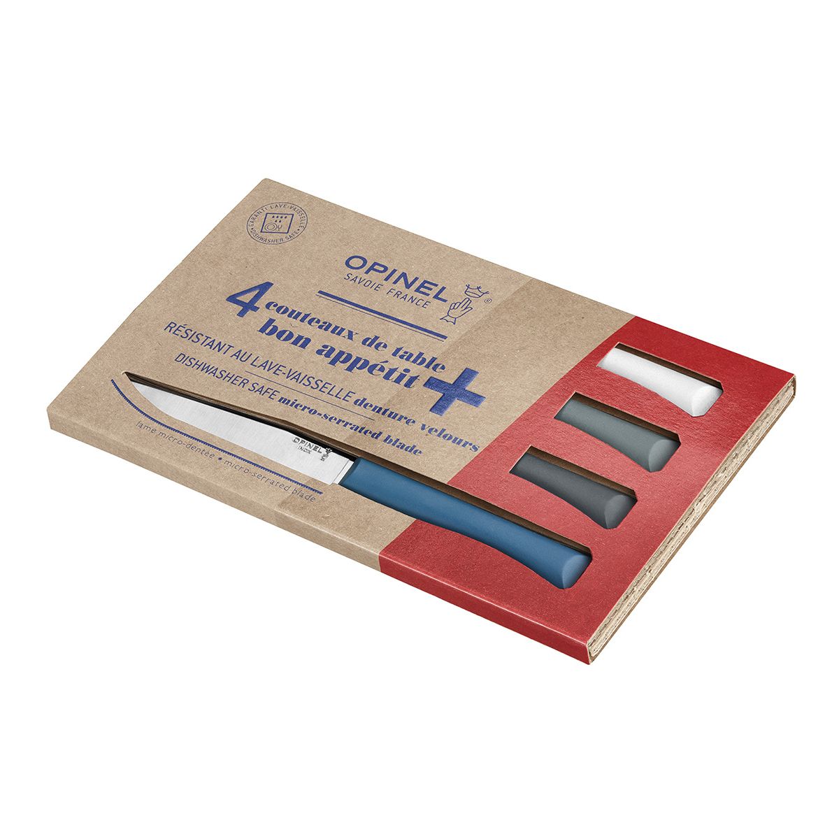 Set de couteaux de table x4 Tempete bleu canard ant multicolore, OPINEL