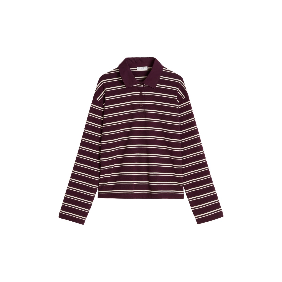 Polo à manches longues, coupe décontractée en jersey épais à rayures rouge, MARC O’POLO DENIM