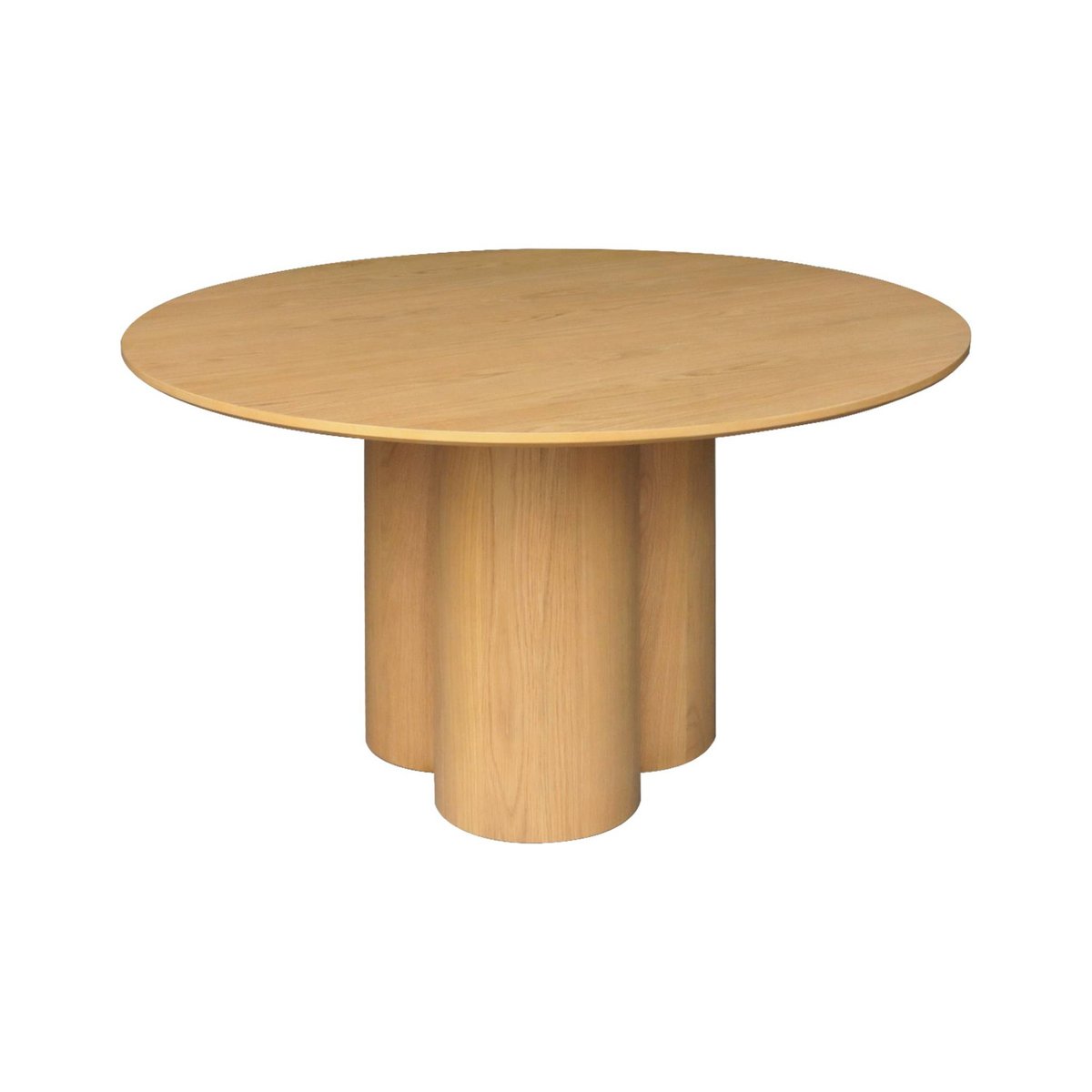 Table à manger ronde bois d'hévéa et placage chêne 4 places LEONORE naturel, SWEEEK