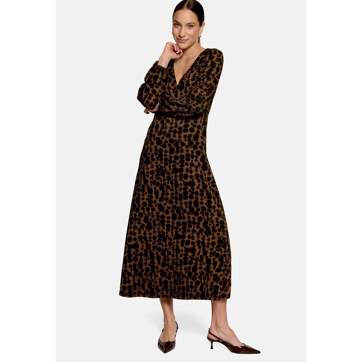 Robe en jersey à imprimé brown/black, ZERO
