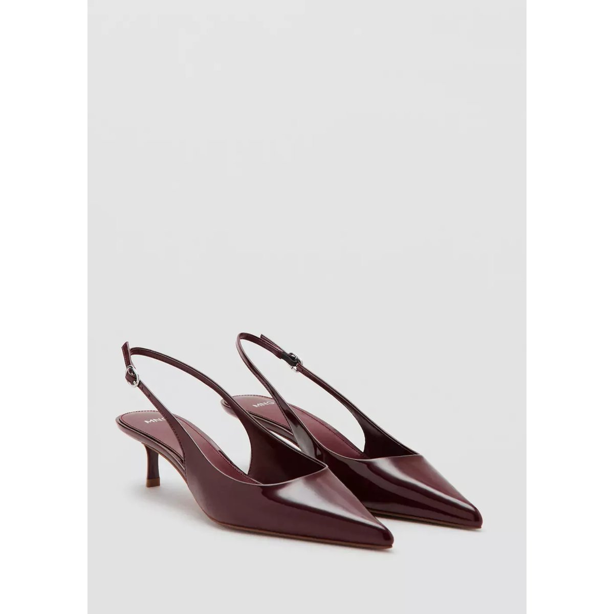 Chaussures vernies talon kitten heel bordeaux, MANGO
