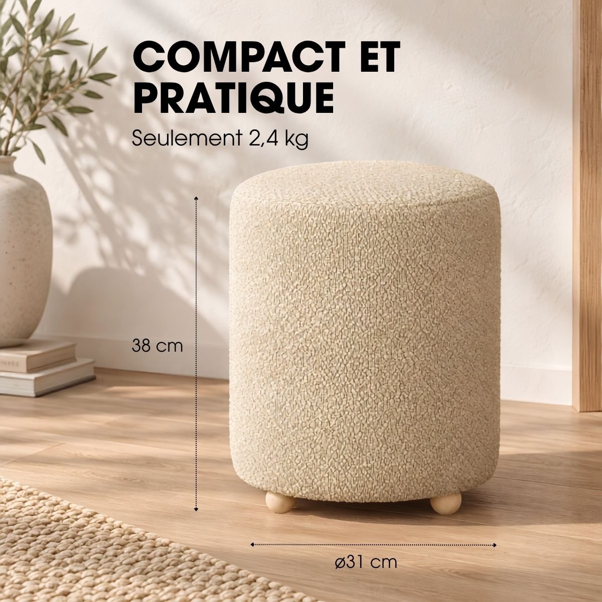 Tabouret YVES marron clair, MICA DECORATIONS