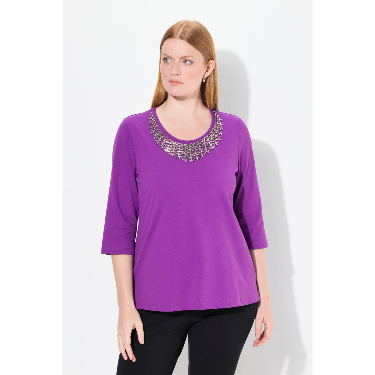 T-shirt avec collier fantaisie mûres, ULLA POPKEN