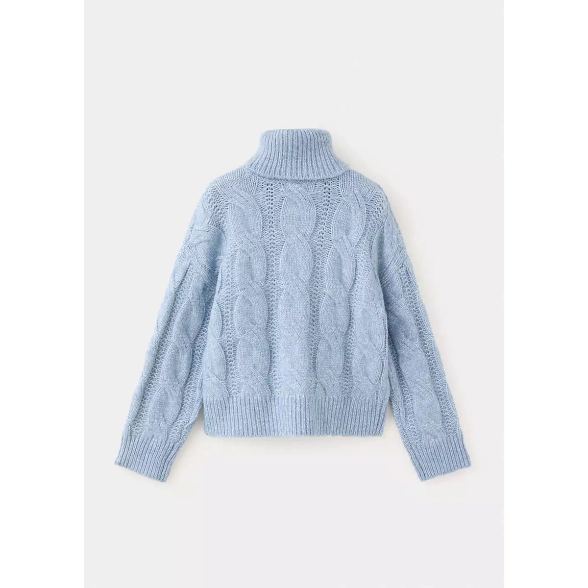Pull-over maille torsadée col montant bleu ciel, MANGO KIDS