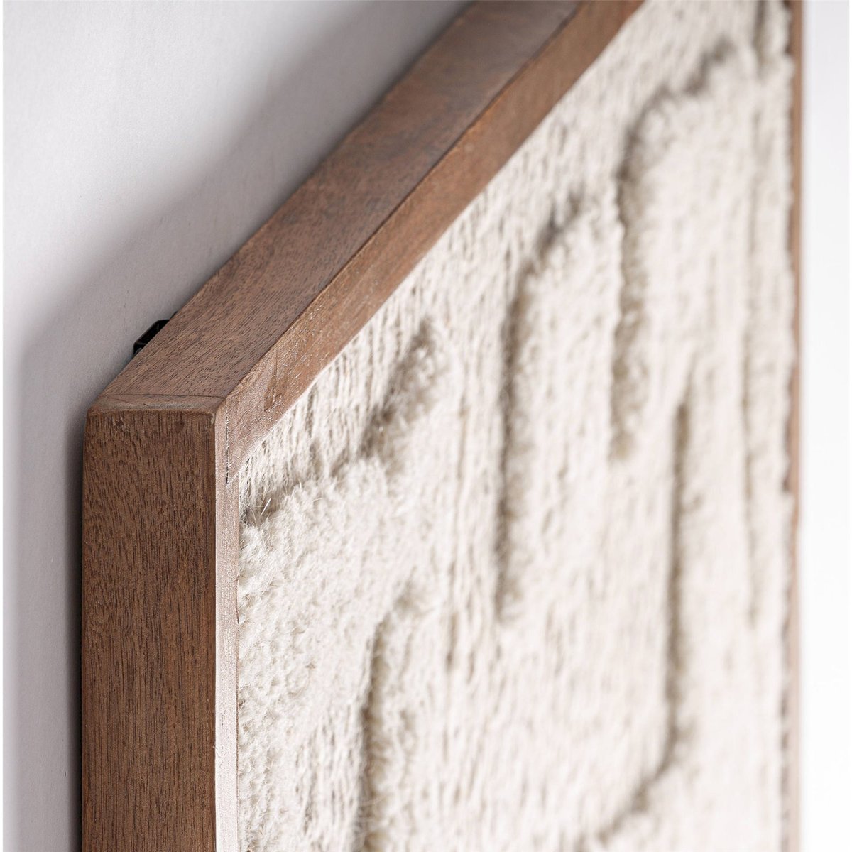 Tableau abstrait en coton et jute beige naturel et bois clair, RECOLLECTION