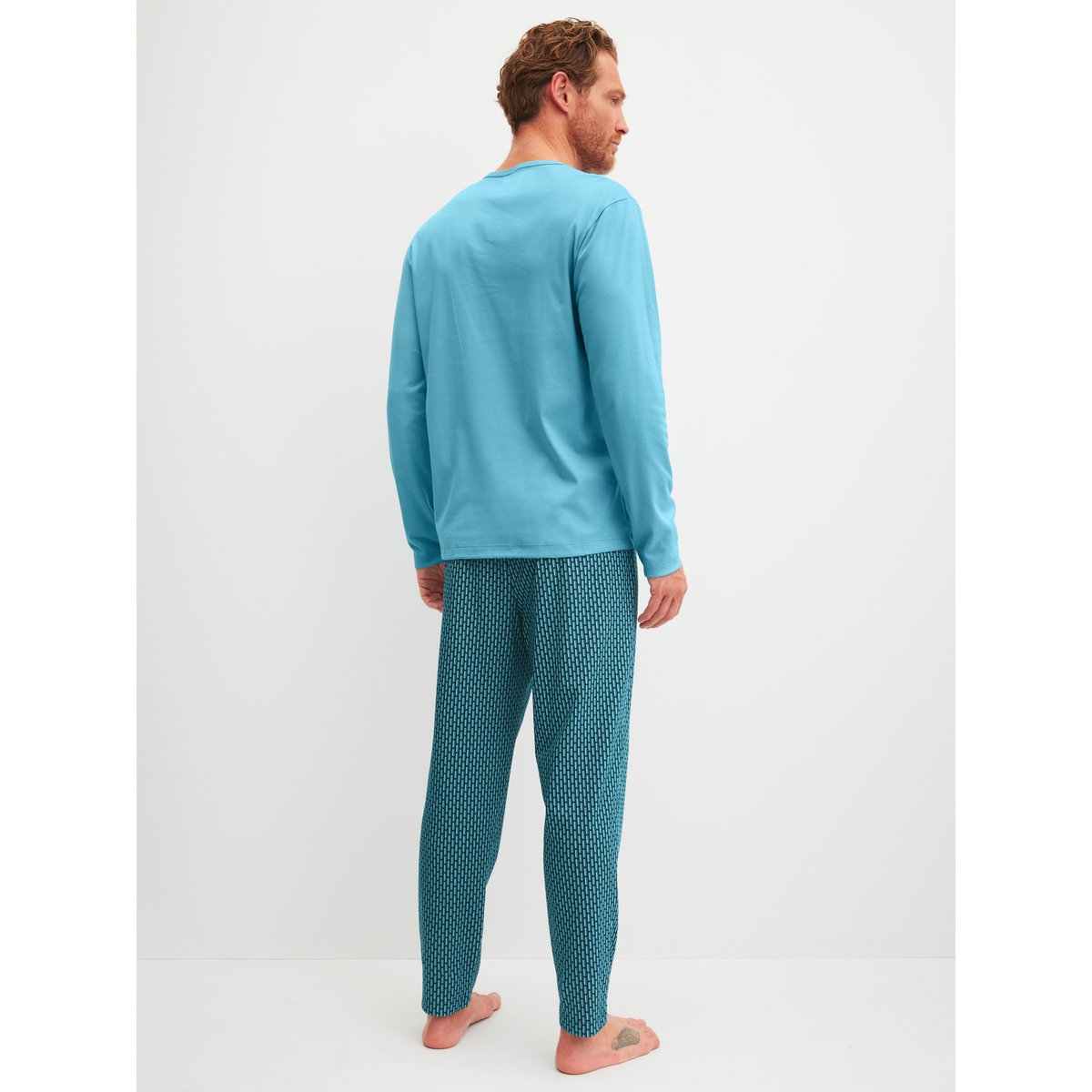 Pyjama manches longues Coton RELAX STREAMLINE retro blue, CALIDA