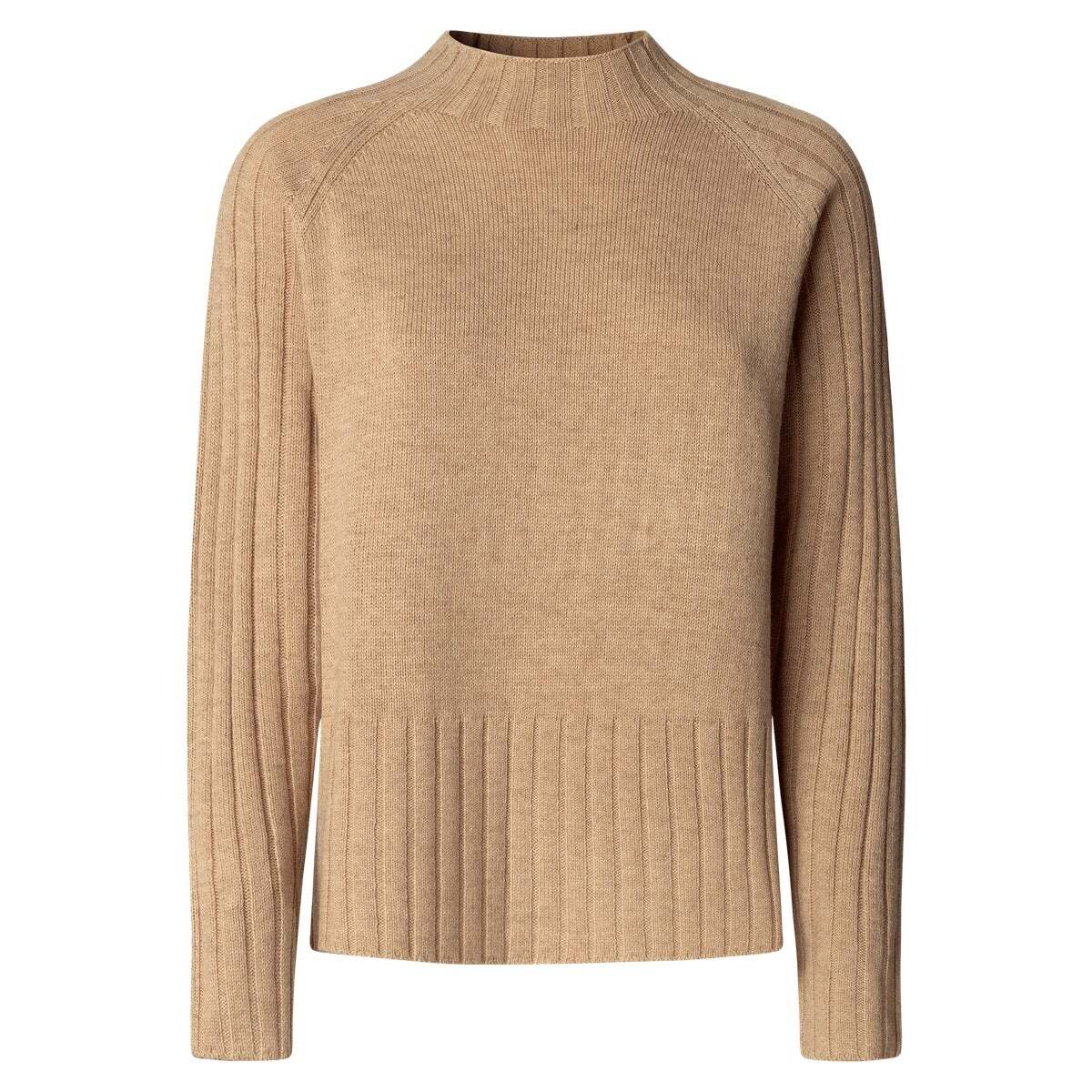 Pull À Col Côtelé En Maille beige, PEPE JEANS