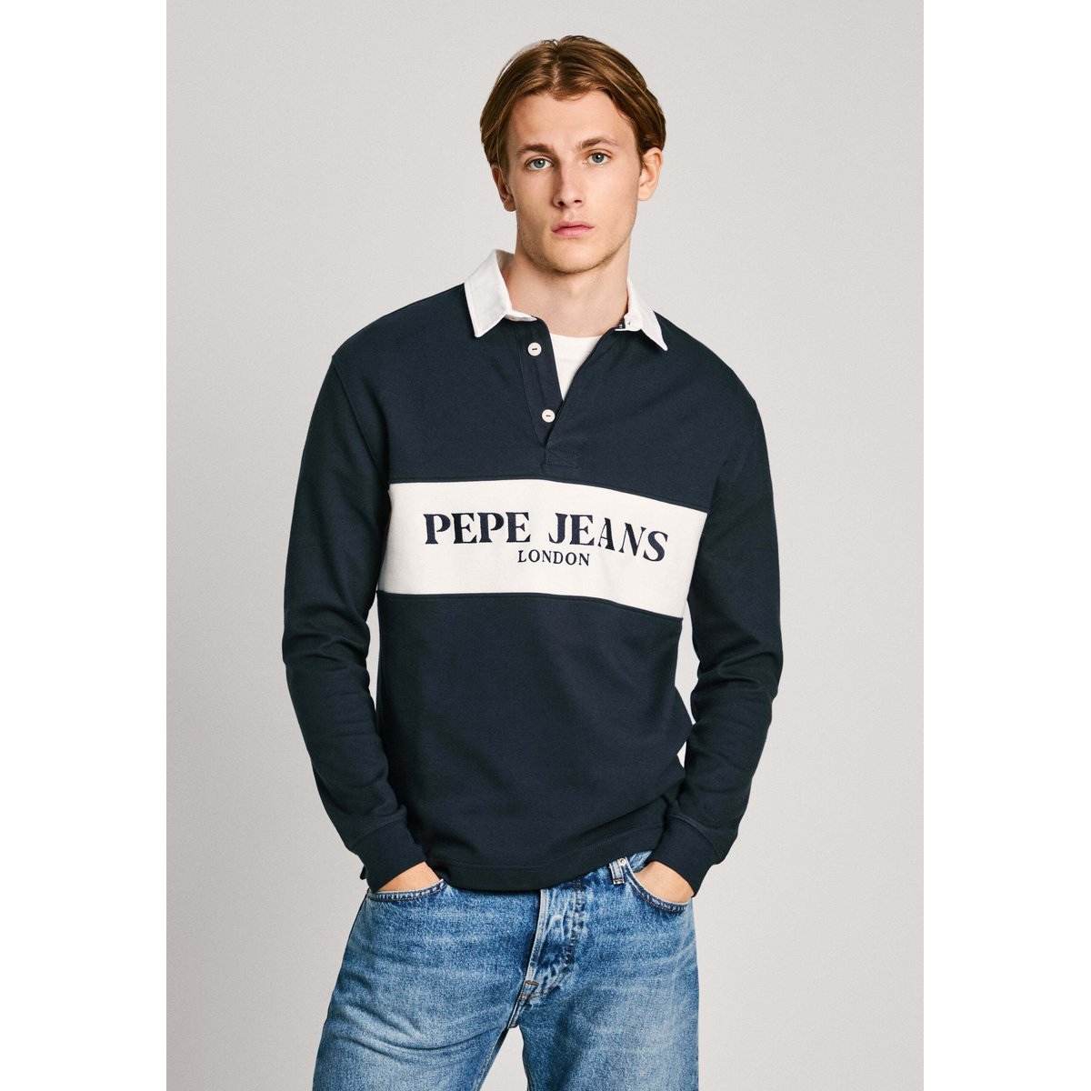 Polo De Rugby Coupe Regular En Interlock bleu dulwich, PEPE JEANS