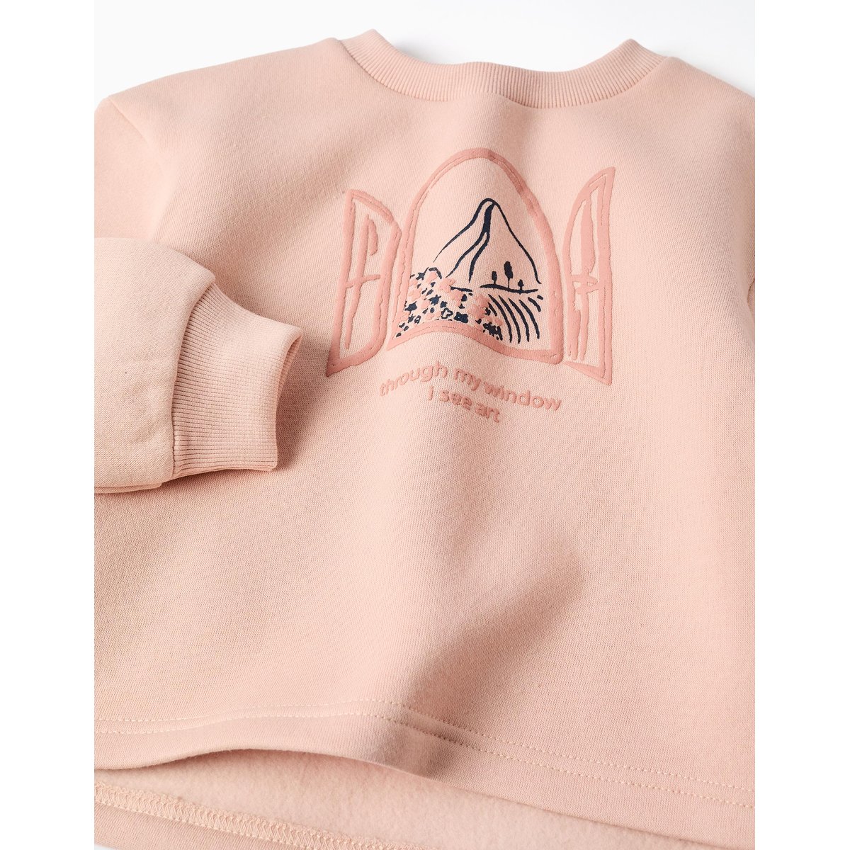 Ensemble de jogging en coton peigné avec imprimé art rose clair, ZIPPY