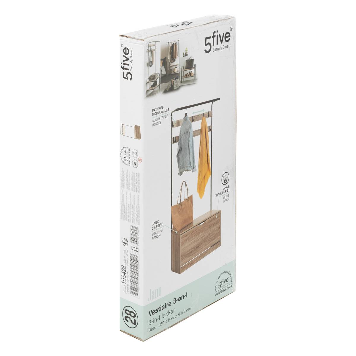 Vestiaire penderie avec range-chaussures en métal JANO beige, 5FIVE SIMPLY SMART