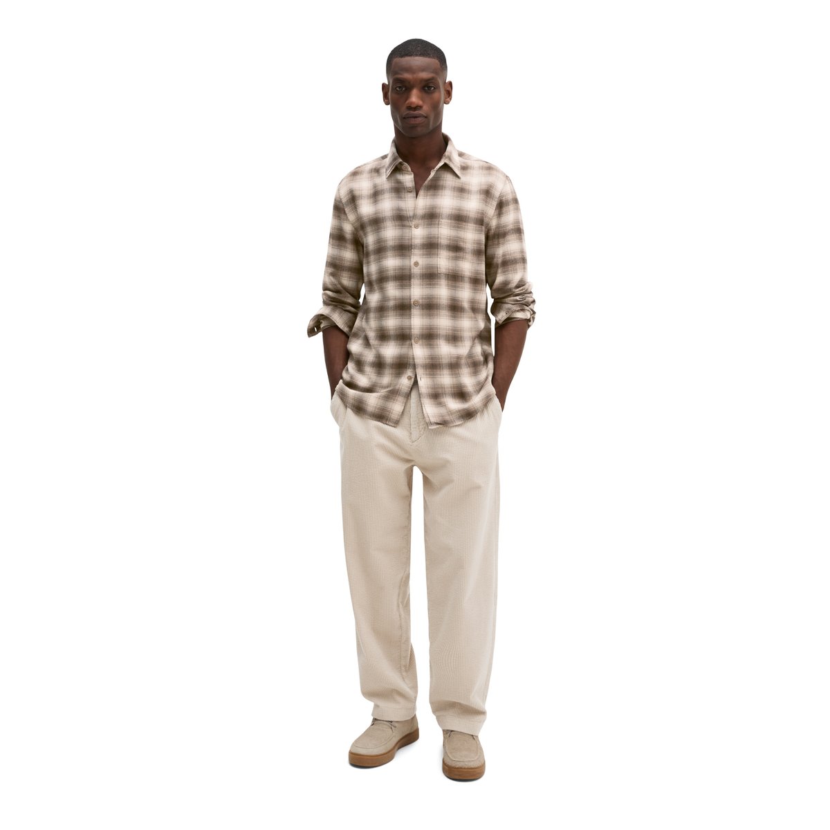 Chemise coupe classique en coton bio et lyocell marron, MARC O'POLO