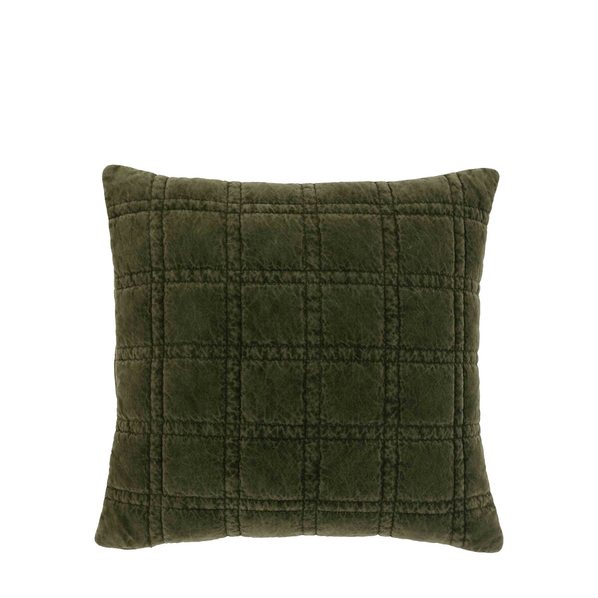 Cotton Velvet Quilted Cushion olive, ÉDITÉ