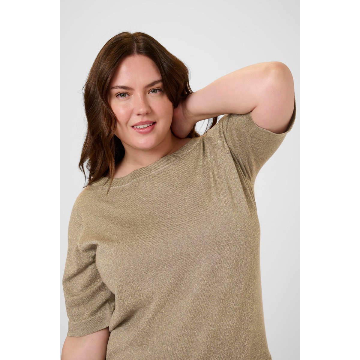 Pullover tricoté marron morel, KAFFE CURVE