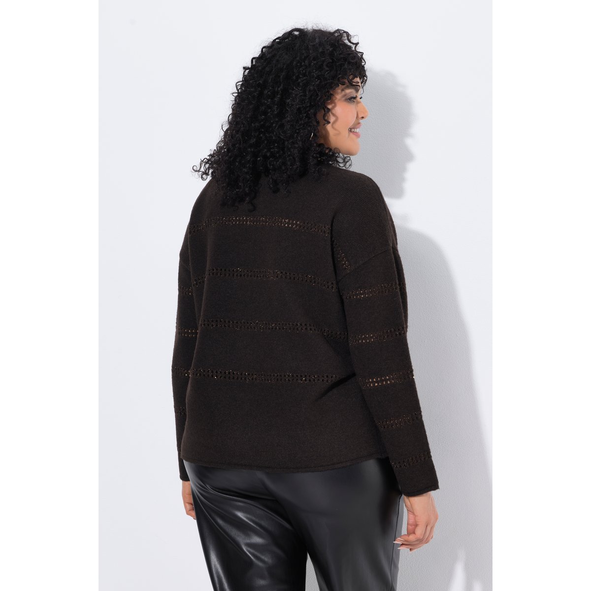 Pull avec bandes ajourées scintillantes acajou, ULLA POPKEN