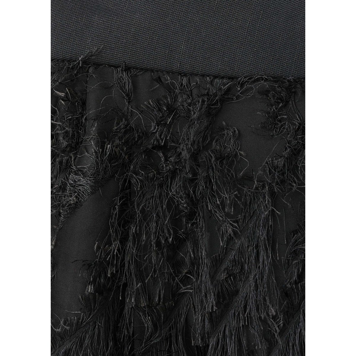 Pantalon droit à texture fils noir, MANGO