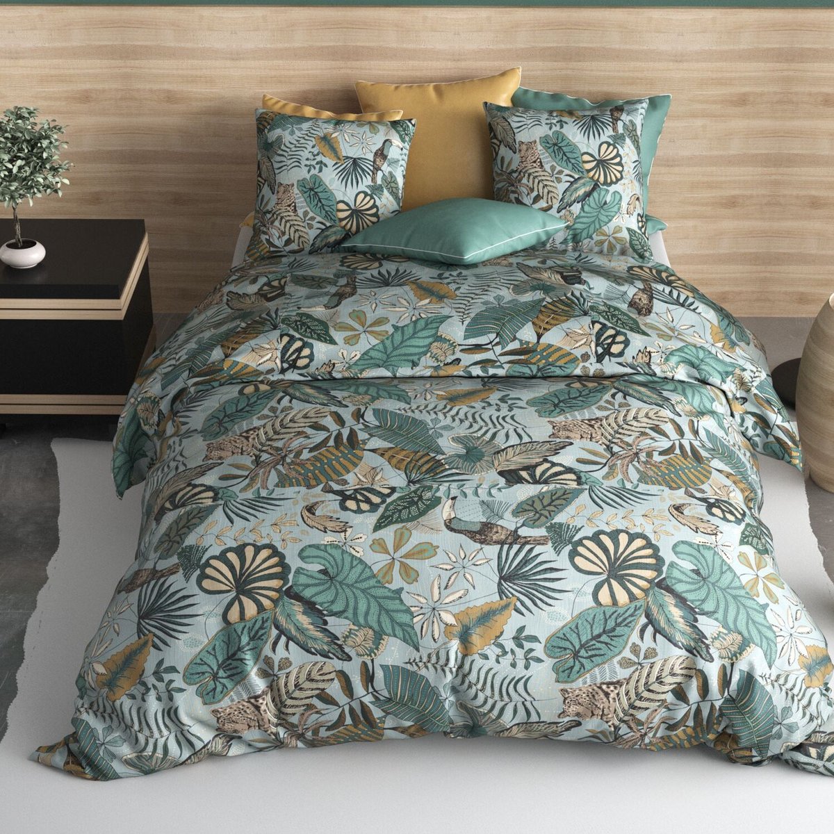 Parure housse de couette en coton imprimée, Cancun bleu, ATELIER DU COTON