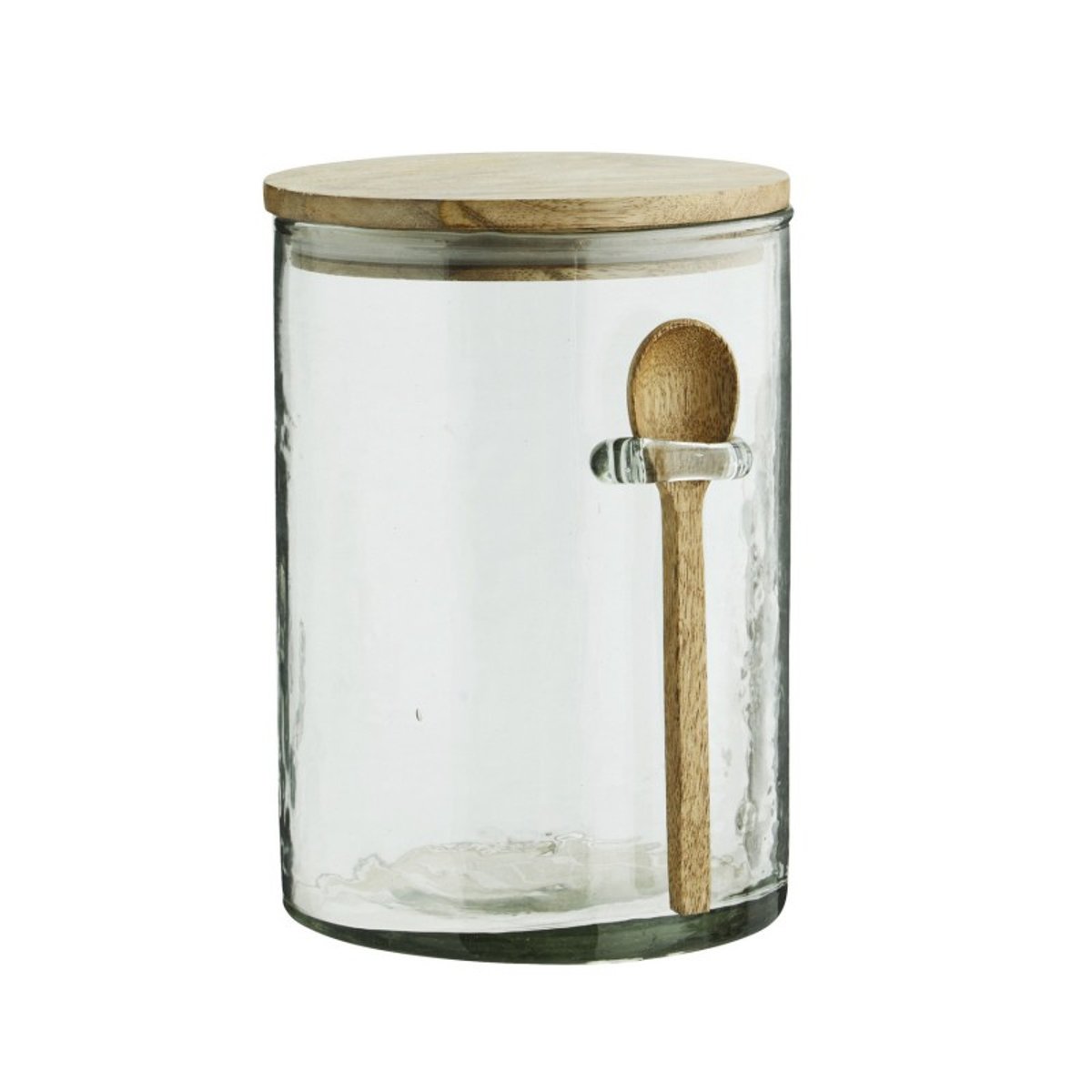 Bocal de rangement verre bois avec cuillère transparent, MADAM STOLTZ