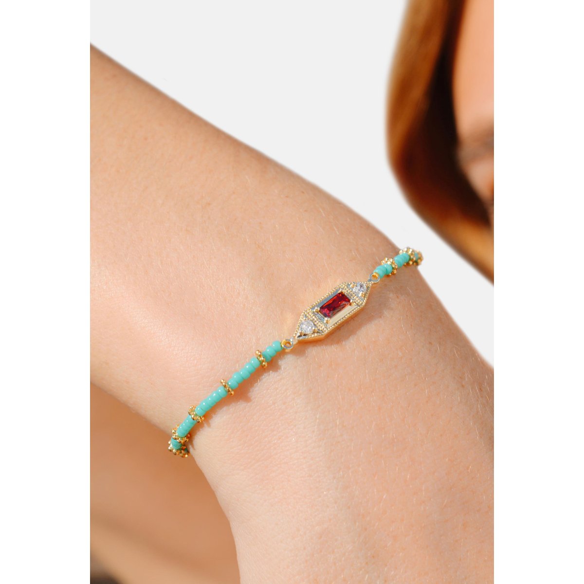 Bracelet réglable avec perles SOUDANA turquoise, HIPANEMA