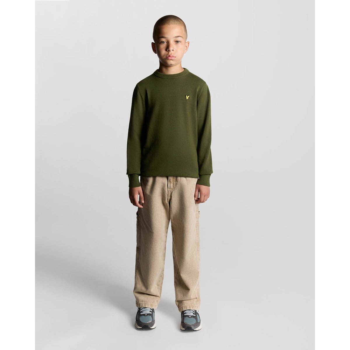 Pull en coton col rond vert foncé, LYLE & SCOTT