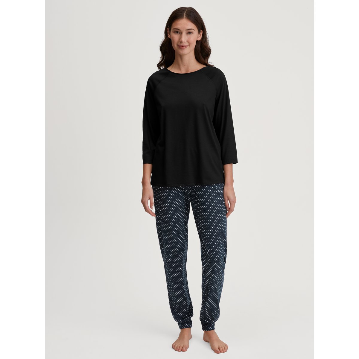 Bas de pyjama avec poignets Coton FAVOURITES JOURNEY noir, CALIDA