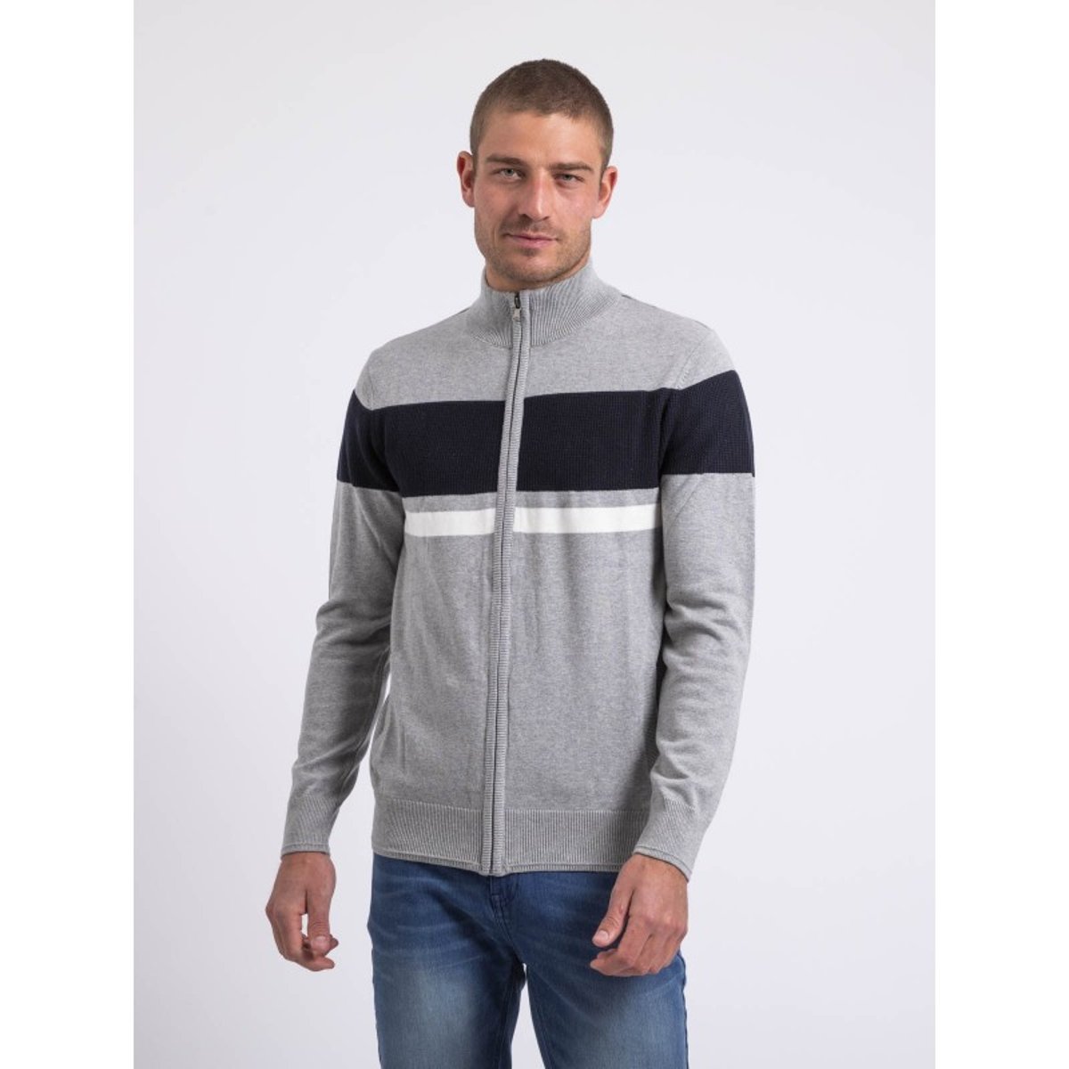 Gilet Zippé Col Montant Coton Aligo bleu marine, RITCHIE