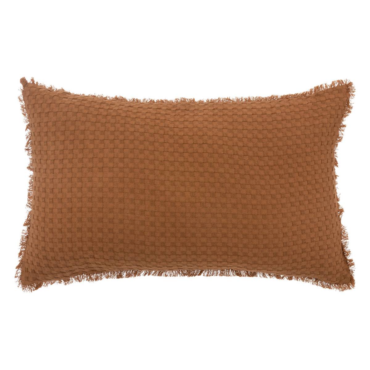 Coussin déhoussable à franges WIDDY terracotta, ATMOSPHERA