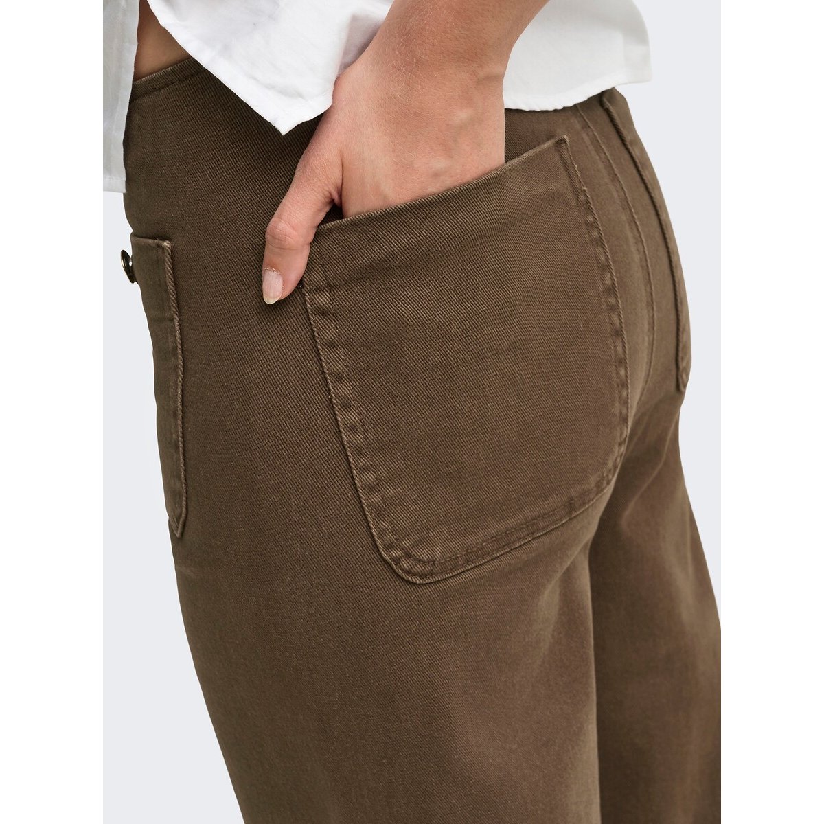 Jean large poches plaquées marron, ONLY