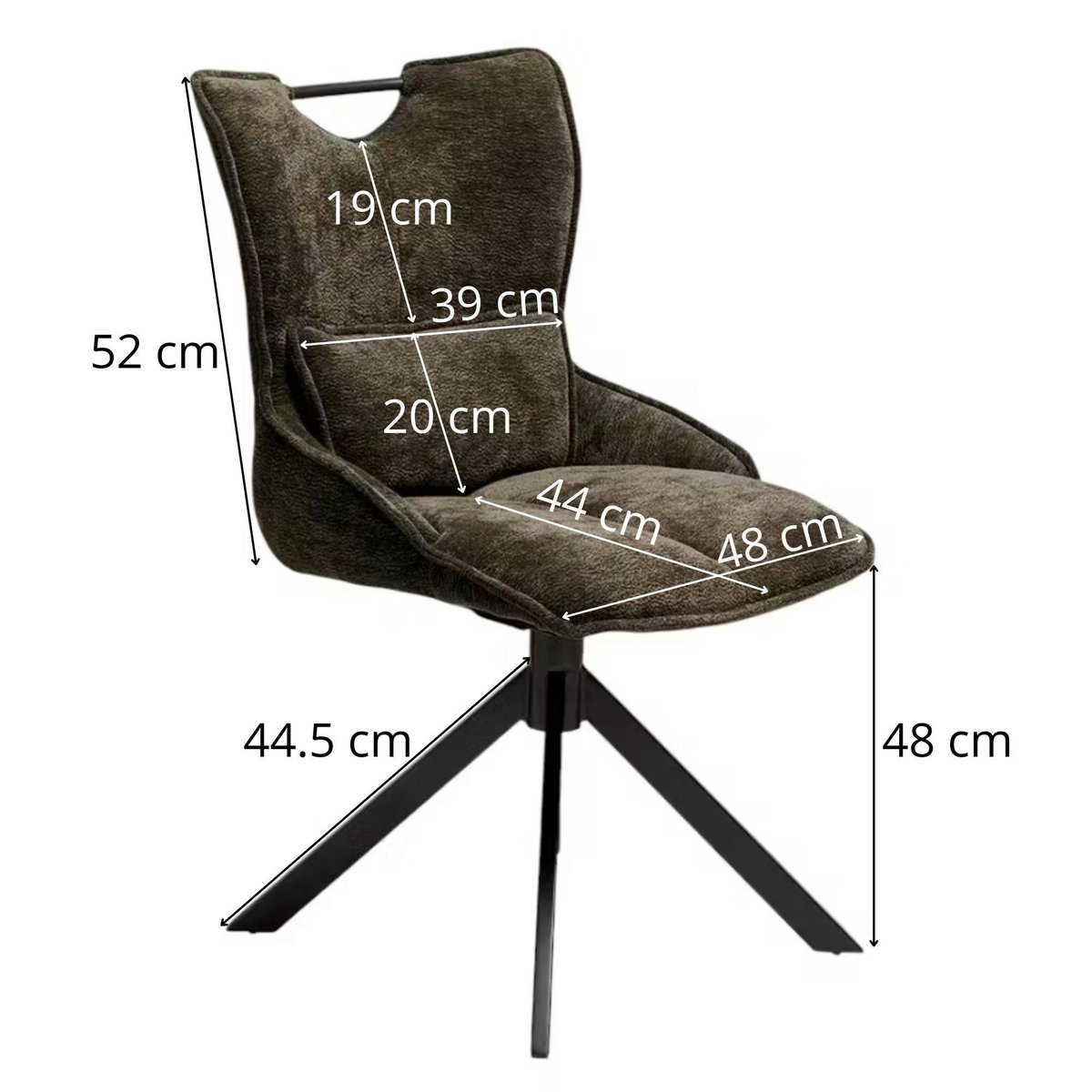 Chaise pivotante coussin et poignée tissu vert (lot de 2) IENA vert, PIER IMPORT