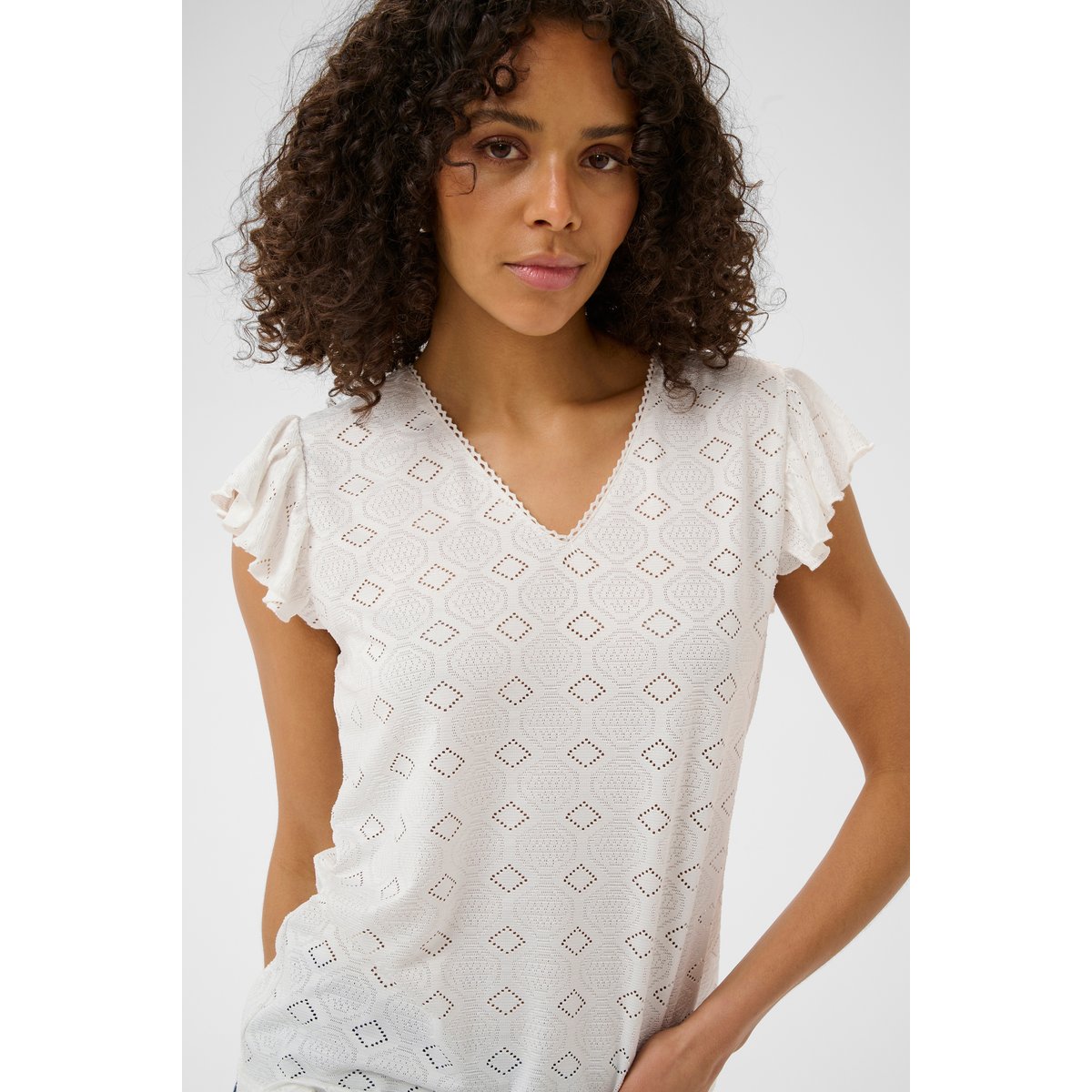 Blouse à manches courtes blanc chalk, KAFFE