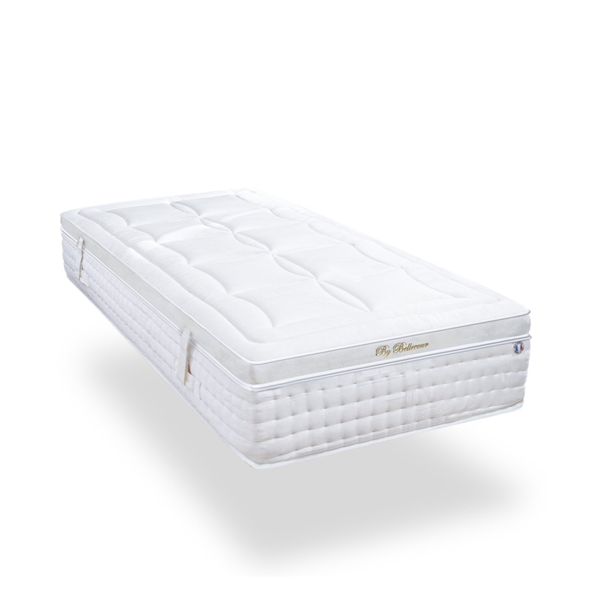 Pack Empereur 140x190 cm Matelas Mousse + Sommier Bois + Accessoires blanc, BELLECOUR