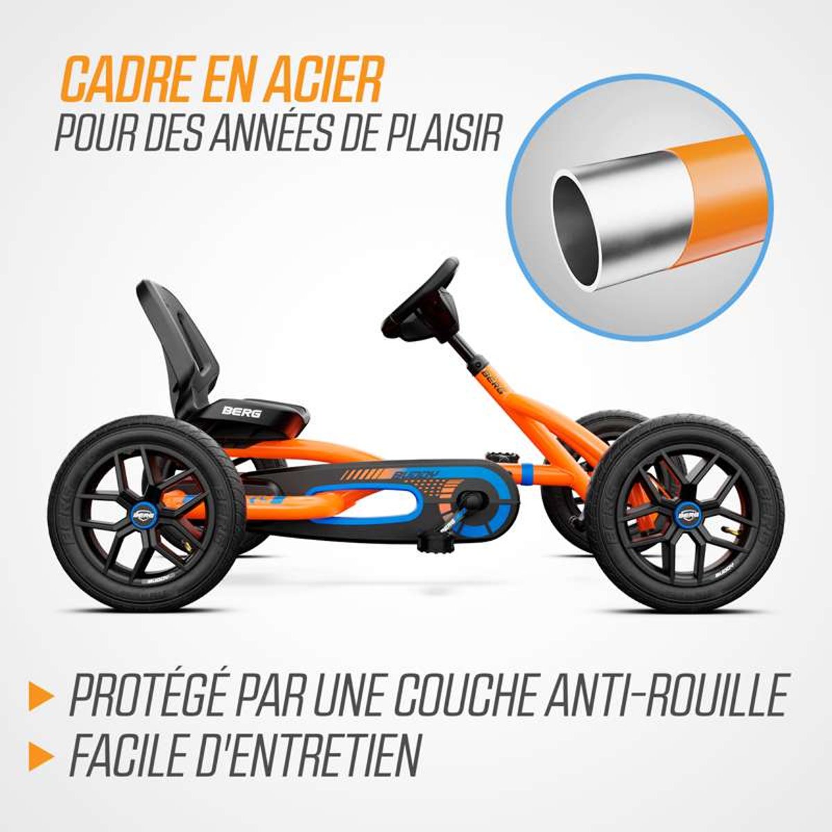 Kart à Pédales pour Enfants, 3+ Ans, Buddy B-Orange orange, BERG TOYS