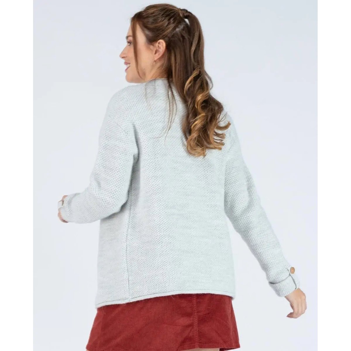 Cardigan de grossesse en maille Abelha gris perle, CACHE COEUR