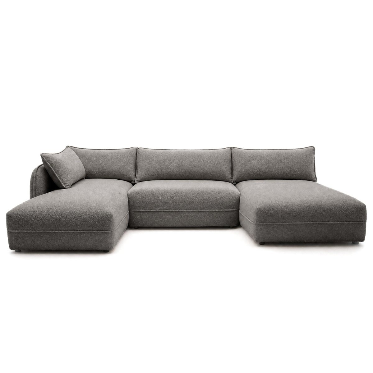Canapé panoramique d'angle gauche 7 places, LUCIEN gris, BEST MOBILIER