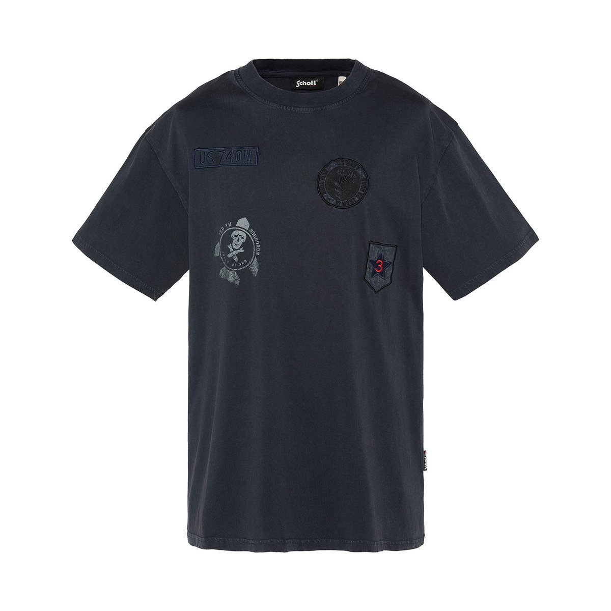 T-shirt army badgé, effet vintage marine, SCHOTT