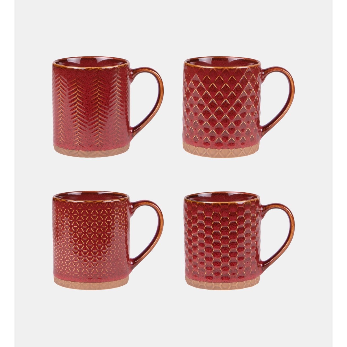 Coffret de 4 mugs Jaspe  s 35 cl rouge, TABLE PASSION