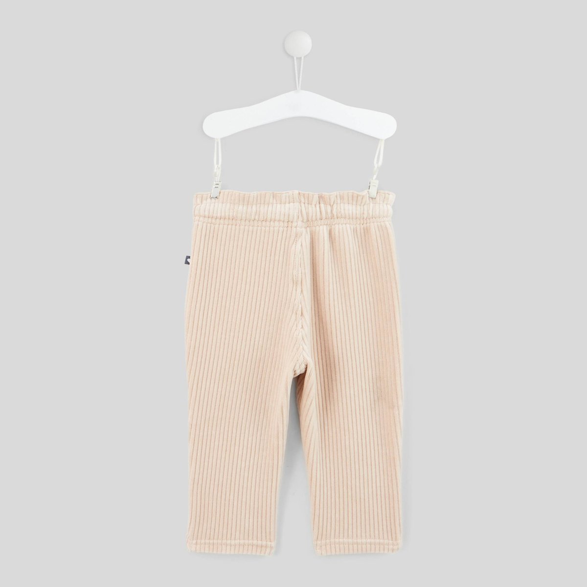 Pantalon taille élastique en velours maille uni contenant du coton calisson, BOUT'CHOU