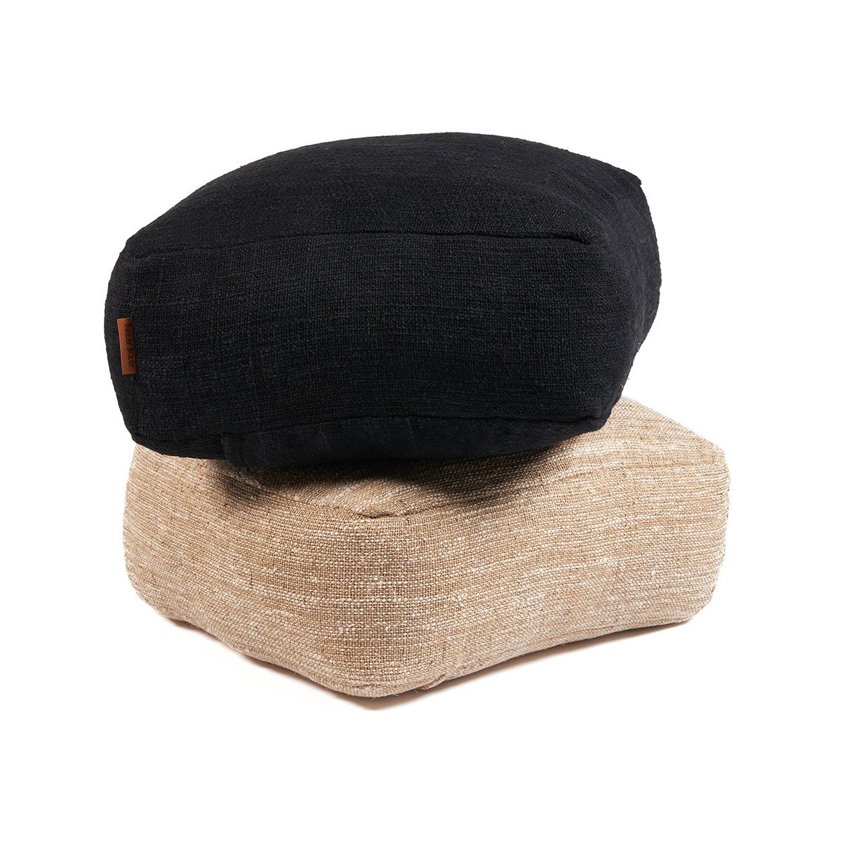 Pouf en coton COMFY noir, BAZAR BIZAR