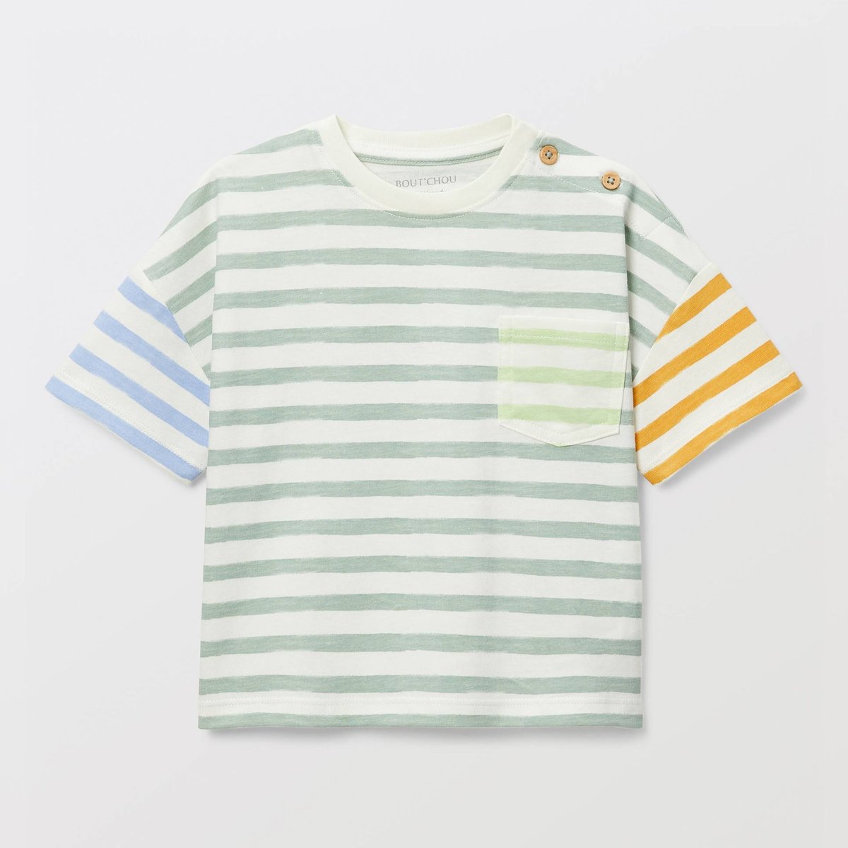 T-shirt manches courtes rayé en coton BIO GOTS petiole, BOUT'CHOU