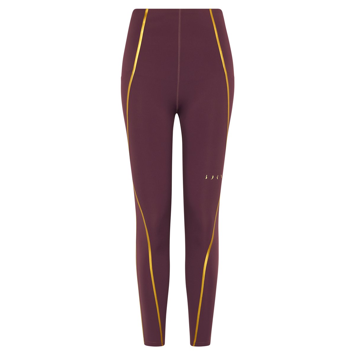 Legging de sport femme Gold 2.0 Taille extra haute effet gainant bordeaux intense, BORN