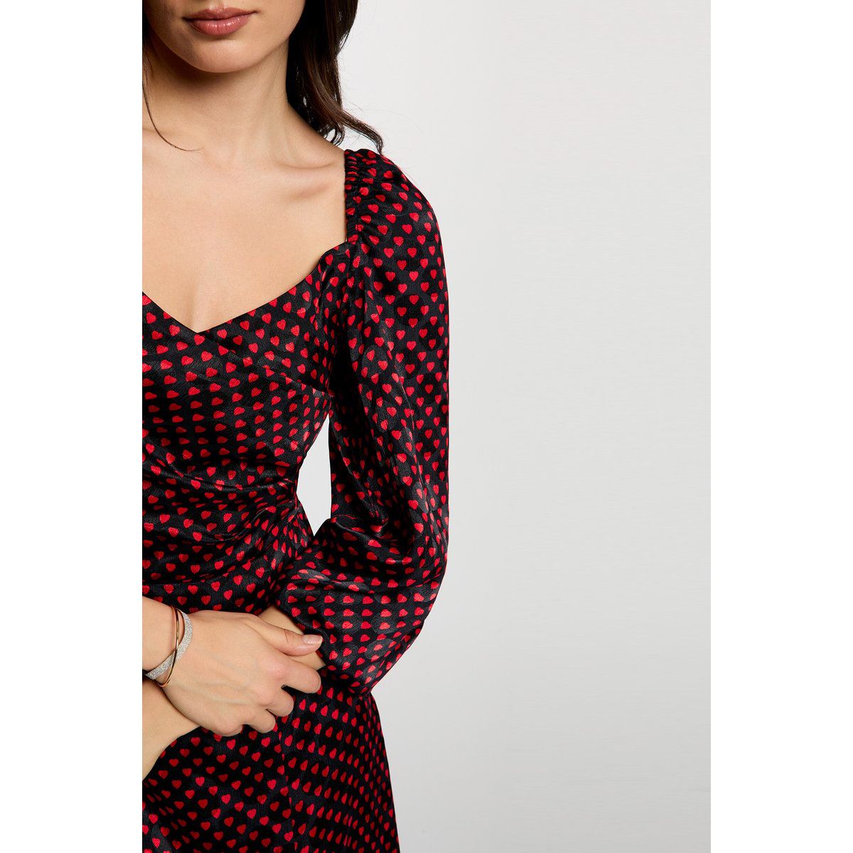 Robe satinée manches bouffantes multicolore, MORGAN